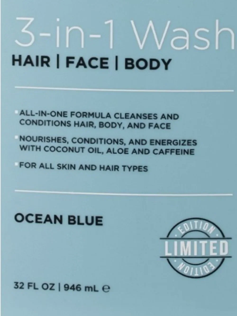 Blackstone Men’s Grooming Ocean Blue 3-in-1 Hair Face Body Wash 32 oz